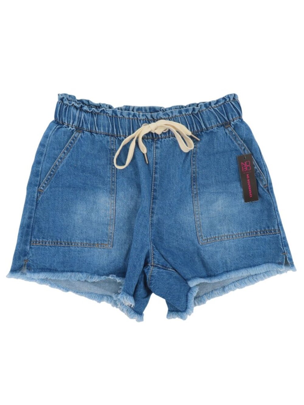 No Boundaries Juniors Small 3/5 Super High Rise Blue Denim Jean Shorts NEW